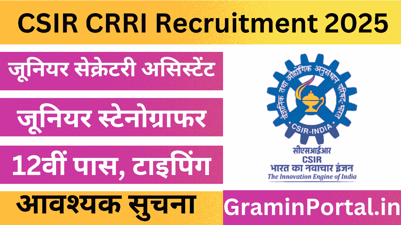 CSIR CRRI Recruitment 2025